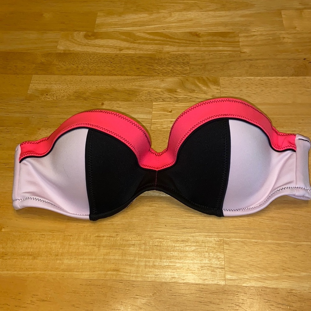 Victoria's Secret Pastel neoprene Color-block Strapless Bikini Top Size 36B